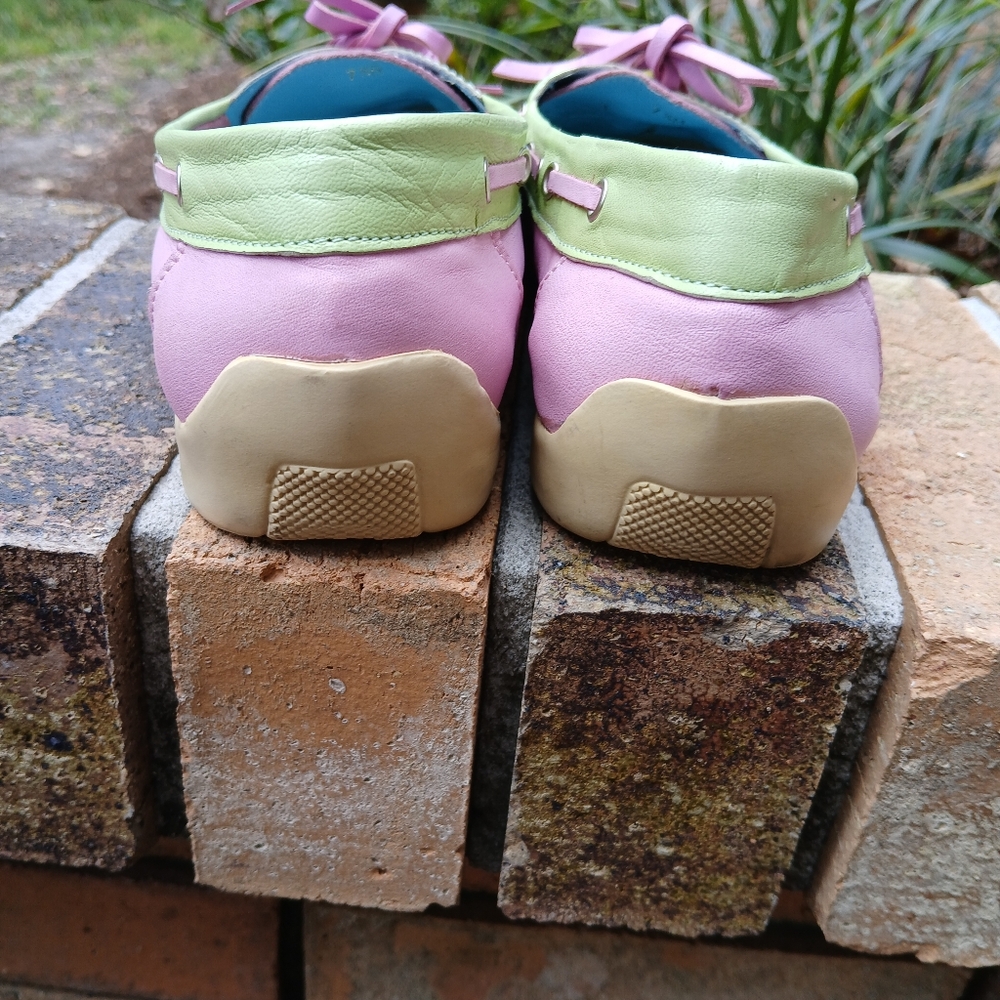 Lilly Pulitzer Pastel Pink and Lime Two-Tone Boat Shoes - Picture 5 of 5